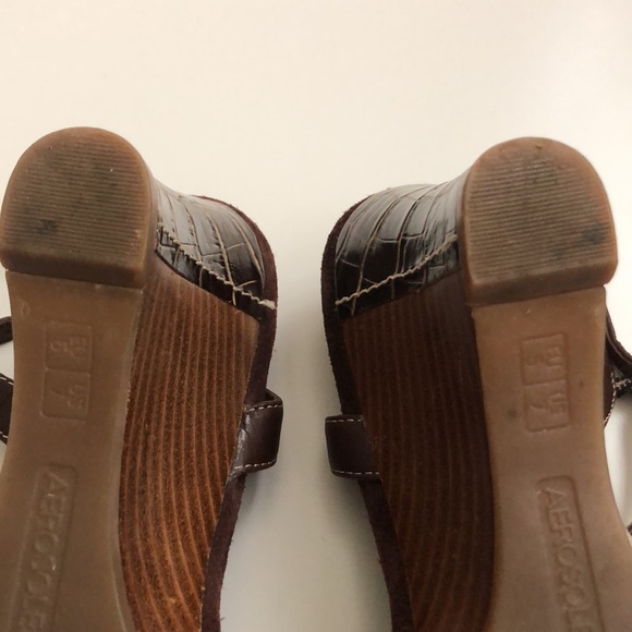 Aerosoles Swishing well Brown Wedge Leather sandals Size 7M - Picture 14 of 16